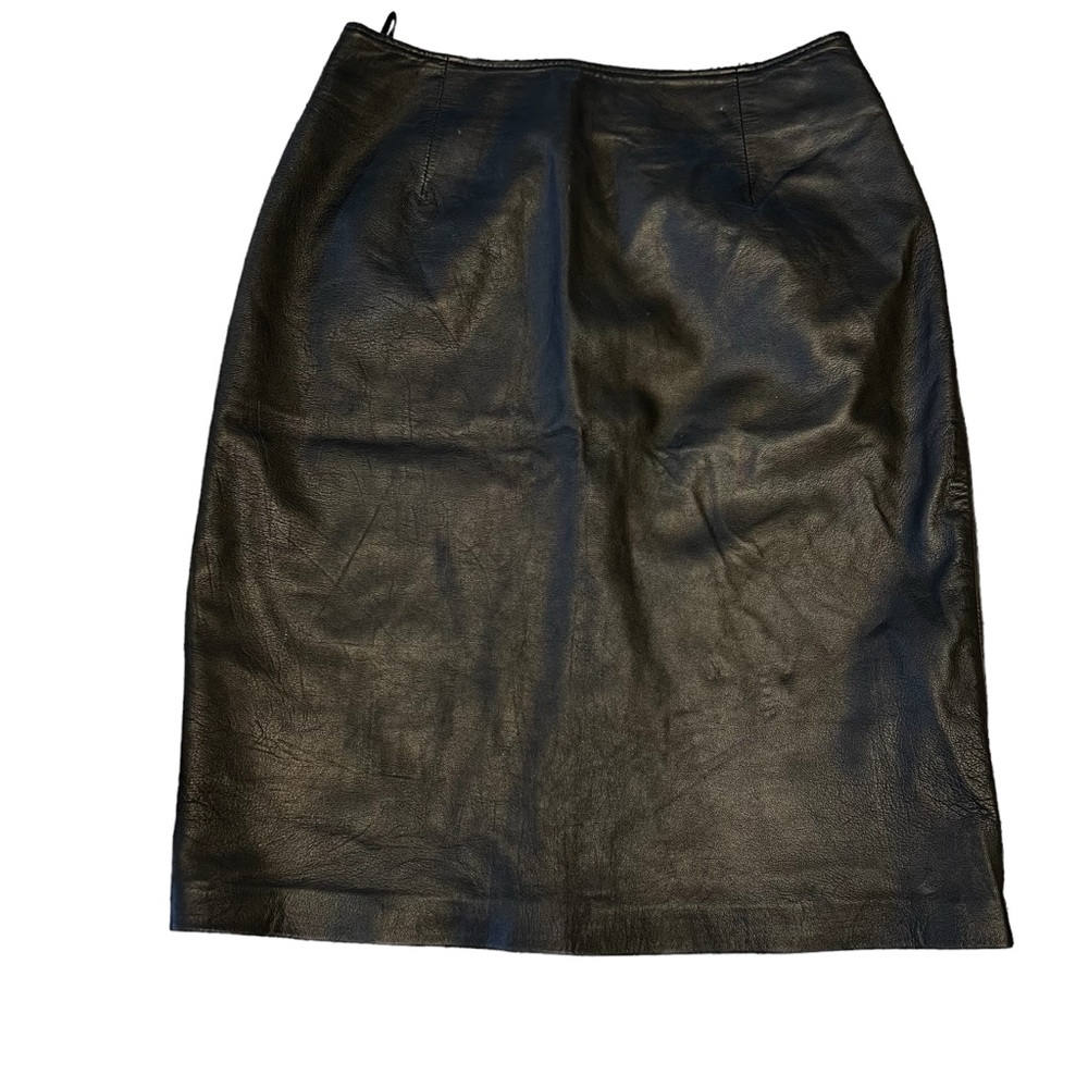 Womens  VTG Croft & Burrow Black Leather Skirt, Lambskin Sz 6 27” waist Euc